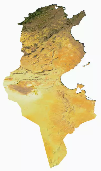 خريطة تونس بالقمر الصناعي