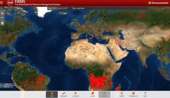 La carte des incendies